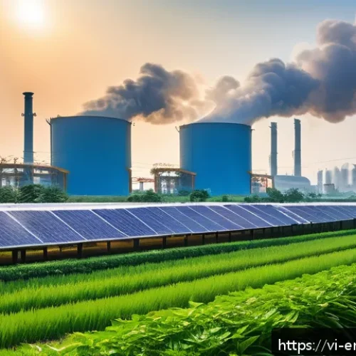 Home 32 소각 기술과 환경 - A modern waste-to-energy plant in a bustling Vietnamese city, featuring advanced pyrolysis technolog...