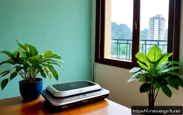 Home 17 스마트 환경 모니터링 시스템 - Photorealistic smart environmental monitoring system in a modern Vietnamese urban apartment, compact...